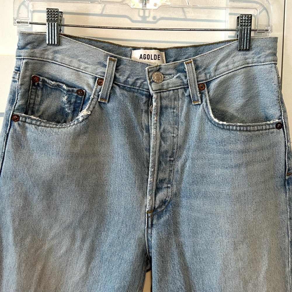 Agolde Women's Riley Clear Skies High-Rise Straight Crop Jeans in Size 27 - Picture 3 of 12